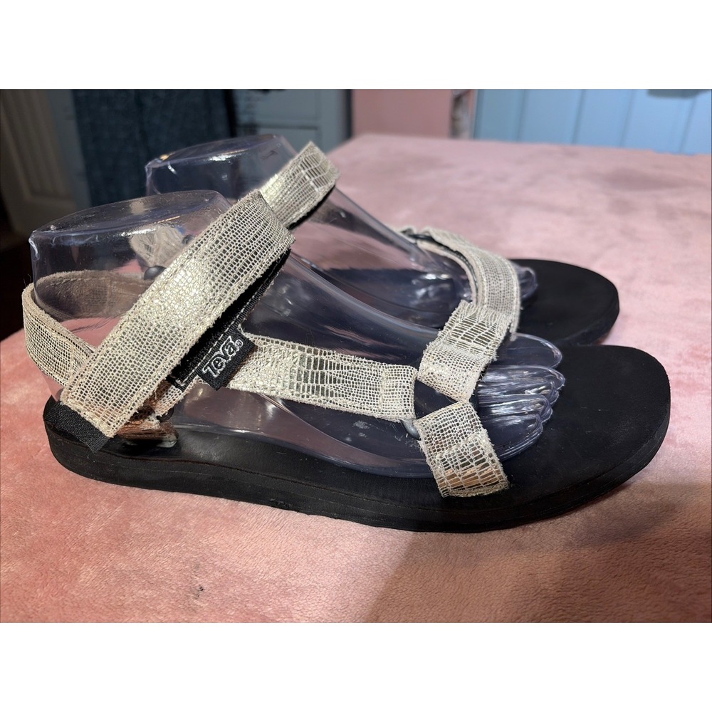 TEVA Original Universal Metallic Flat Sandals Gold Champagne Women's Size 9